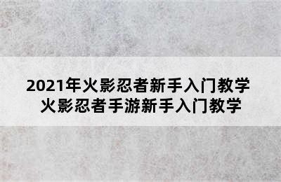 2021年火影忍者新手入门教学 火影忍者手游新手入门教学